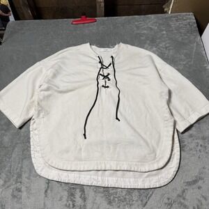 CINOH Womens Oversized‎ Saddle Hem Heavyweight Shirt With Ties Free Sizing (OS)